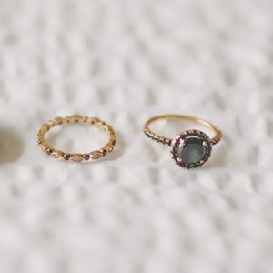 Black Diamond & Rose Gold Wedding Ring Set